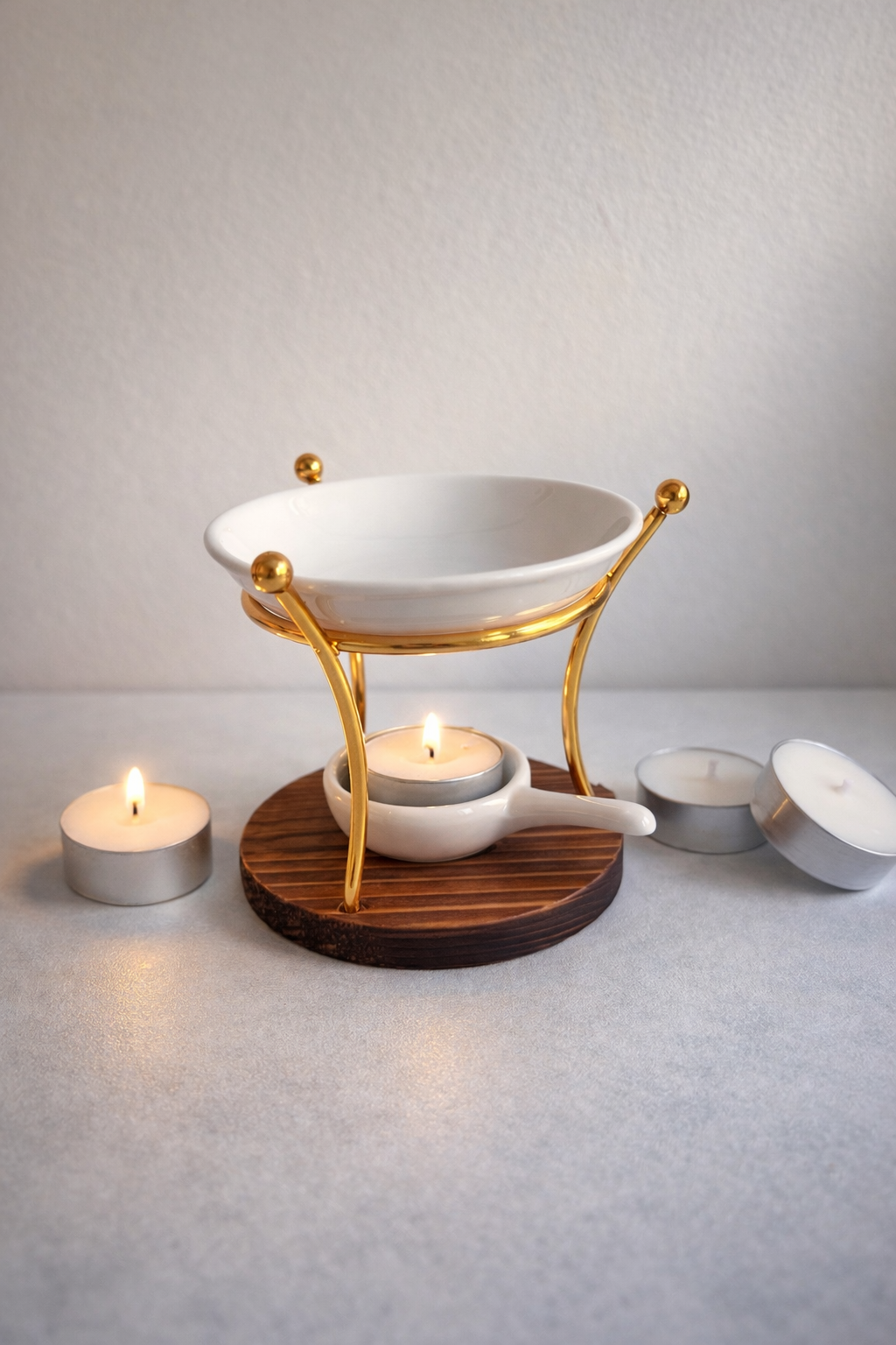 Coffret brûle-fondant & 4 lumignons artisanaux en cire soja-coco